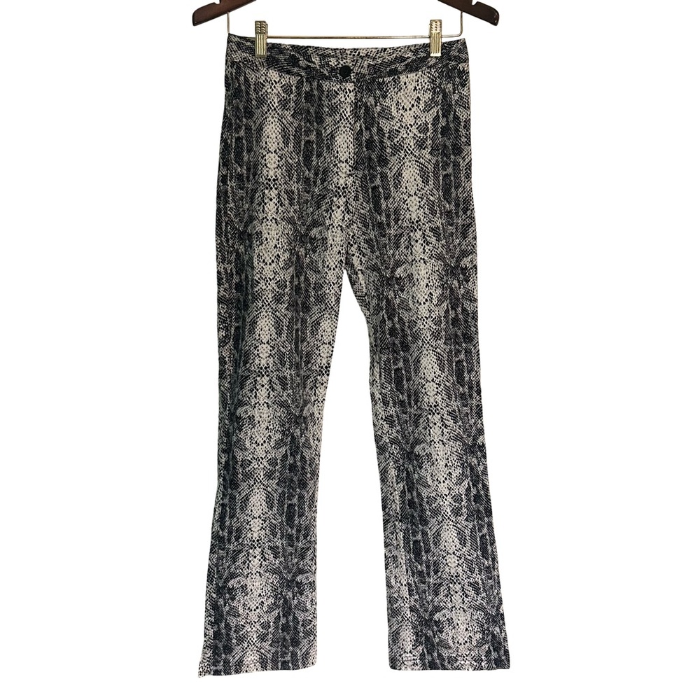 Y2K Vintage Blue Brand Black and White Snakeskin Pattern Trousers